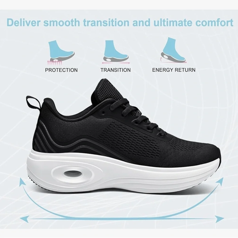Brand New Cushion Support Sneakers Black White Lightweight Athletic Tennis Shoe